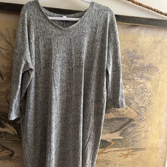 J Jill Black Gray Stretch Linen Blend Modern Dress SZ Medium Can fit Large - Picture 3 of 11